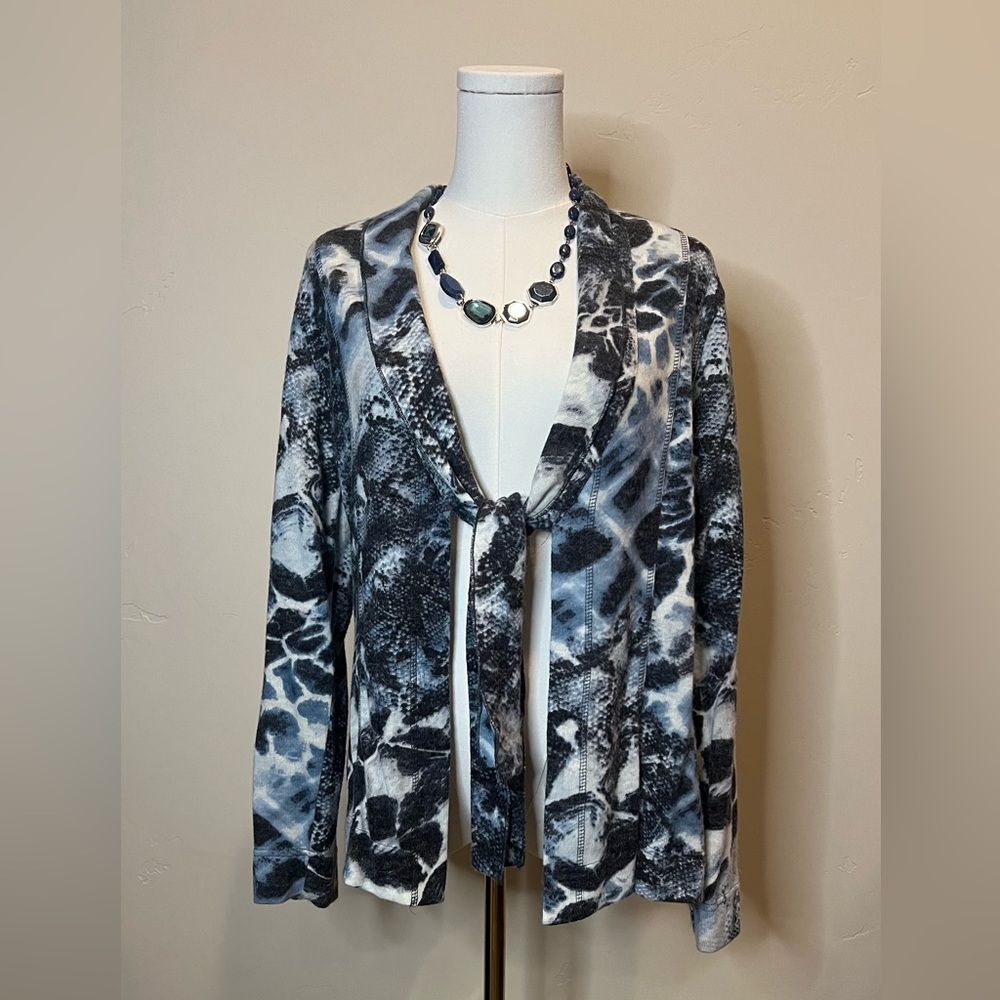 Elegant Blue Black and White Women's Cardigan